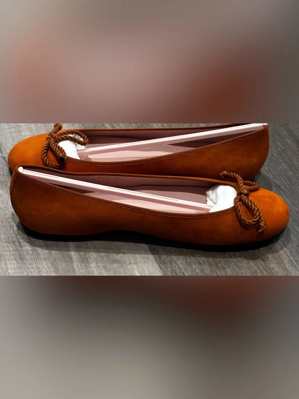 NIB Pretty Ballerinas Rosario Suede Ballerina Flats Orange/burnt Oxide Size 12